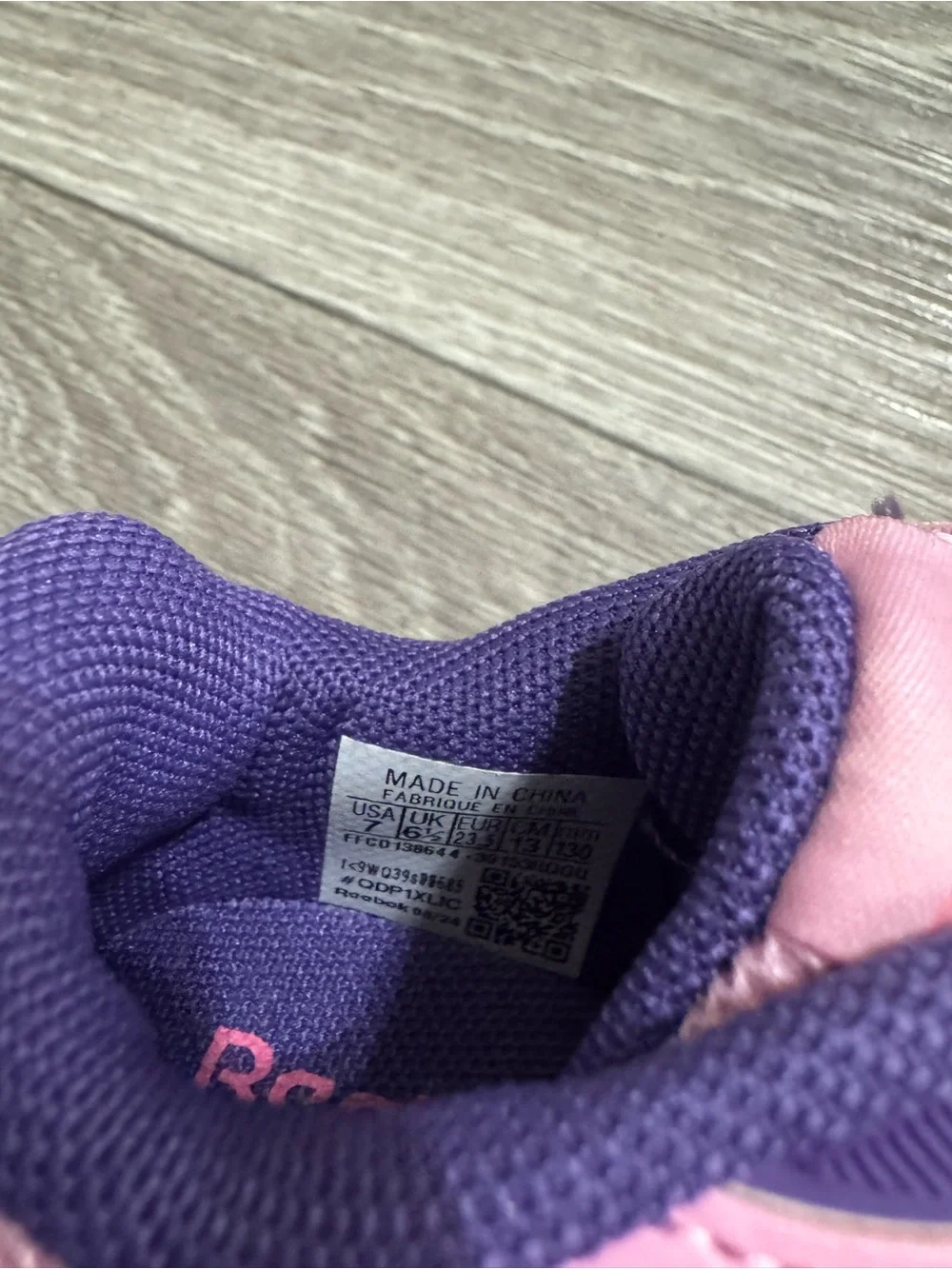 Toddler girl Reebok pink and purple shoes